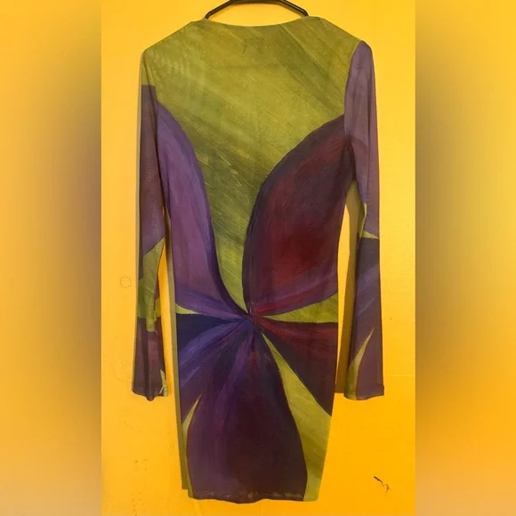 Purple and Green Cutout Dress - Picture 3 of 3